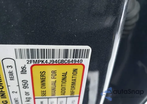 2016 Ford Edge Sel z USA, uszkodzony, nr VIN 2FMPK4J94GBC64940